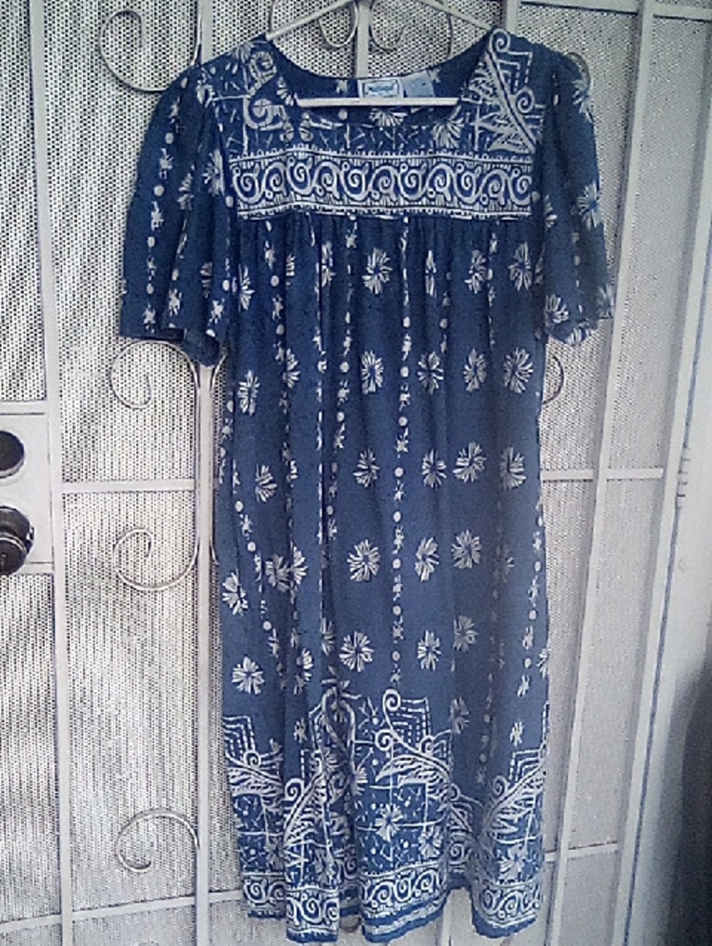 Hawaiian Style Mumu Navy Floral Midi Dress